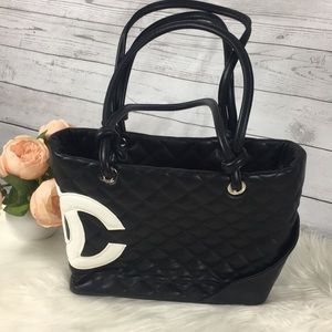 Black Quilted Leather Tote